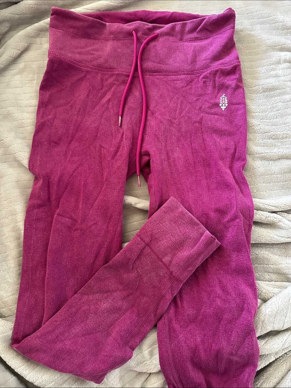 Free People Magenta Knit Jogger Leggings with Drawstring